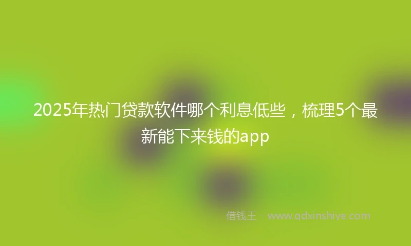 2025年热门贷款软件哪个利息低些，梳理5个最新能下来钱的app