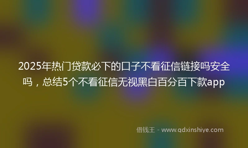2025年热门贷款必下的口子不看征信链接吗安全吗，总结5个不看征信无视黑白百分百下款app