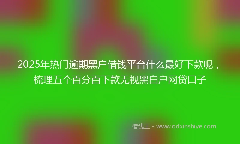 2025年热门逾期黑户借钱平台什么最好下款呢，梳理五个百分百下款无视黑白户网贷口子