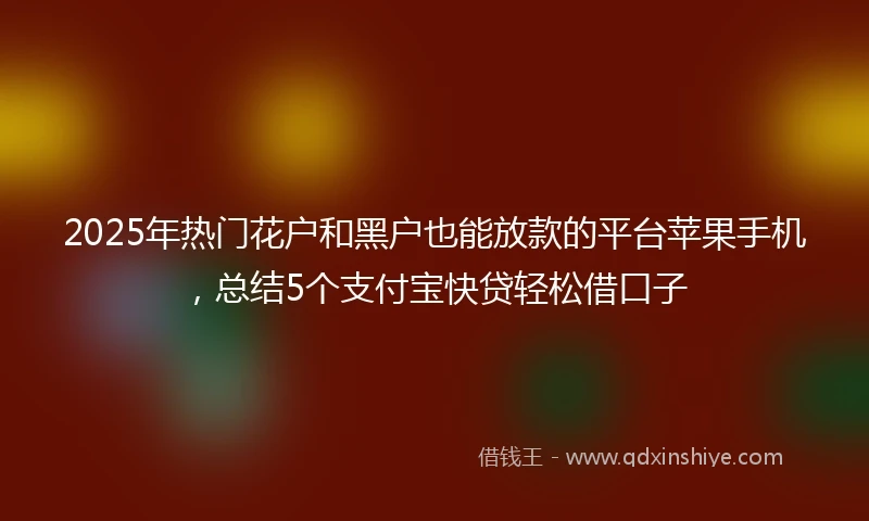 2025年热门花户和黑户也能放款的平台苹果手机，总结5个支付宝快贷轻松借口子