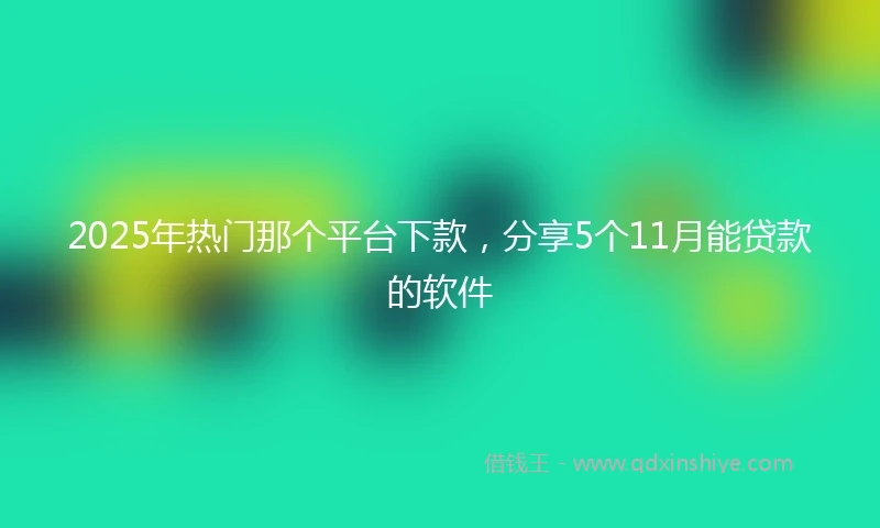 2025年热门那个平台下款，分享5个11月能贷款的软件