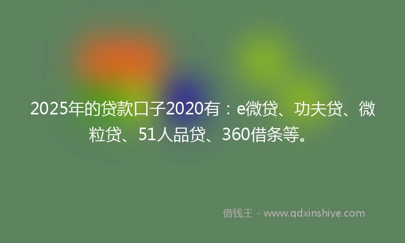2025年的贷款口子2020有：e微贷、功夫贷、微粒贷、51人品贷、360借条等。