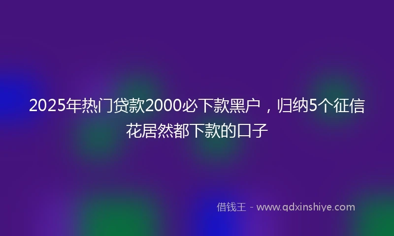 2025年热门贷款2000必下款黑户，归纳5个征信花居然都下款的口子