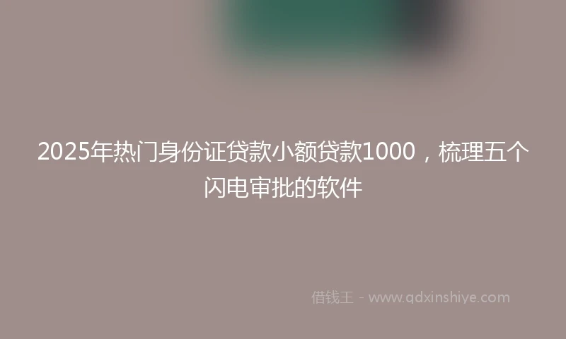 2025年热门身份证贷款小额贷款1000，梳理五个闪电审批的软件
