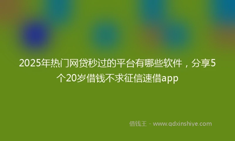 2025年热门网贷秒过的平台有哪些软件，分享5个20岁借钱不求征信速借app