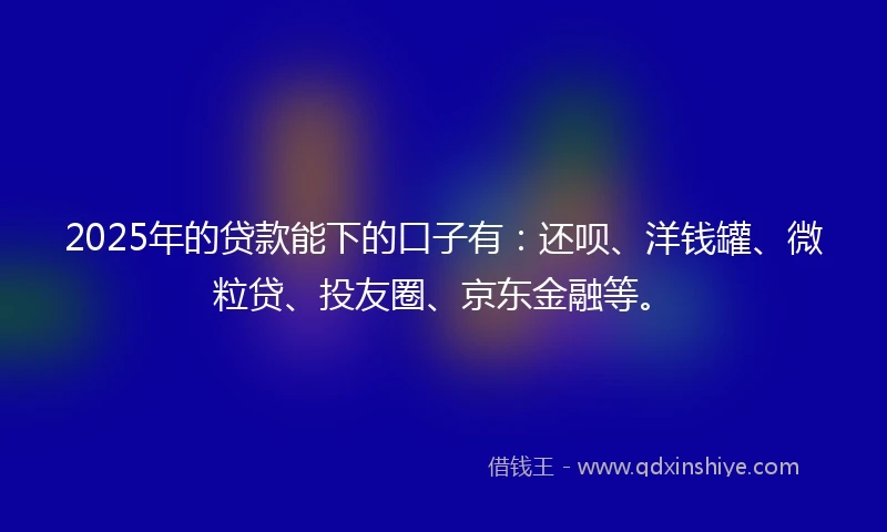 2025年的贷款能下的口子有：还呗、洋钱罐、微粒贷、投友圈、京东金融等。