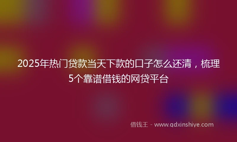 2025年热门贷款当天下款的口子怎么还清,梳理5个靠谱借钱的网贷平台