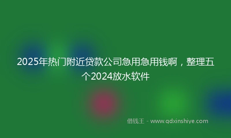 2025年热门附近贷款公司急用急用钱啊，整理五个2024放水软件