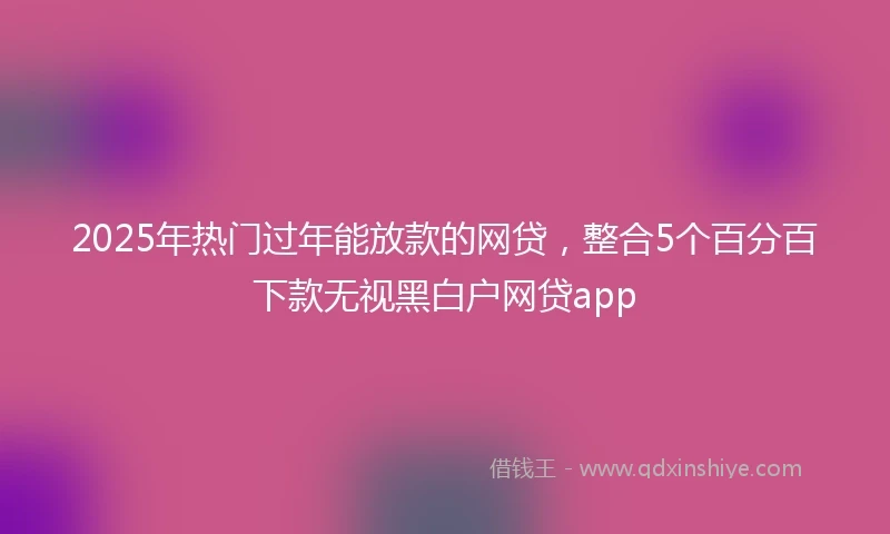 2025年热门过年能放款的网贷，整合5个百分百下款无视黑白户网贷app