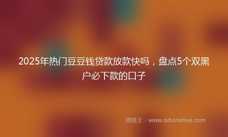 2025年热门豆豆钱贷款放款快吗，盘点5个双黑户必下款的口子
