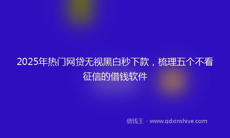 2025年热门网贷无视黑白秒下款，梳理五个不看征信的借钱软件