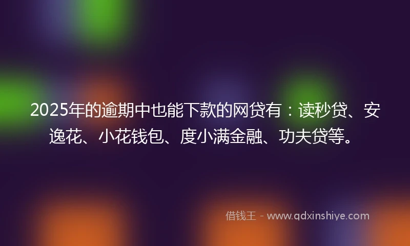 2025年的逾期中也能下款的网贷有：读秒贷、安逸花、小花钱包、度小满金融、功夫贷等。