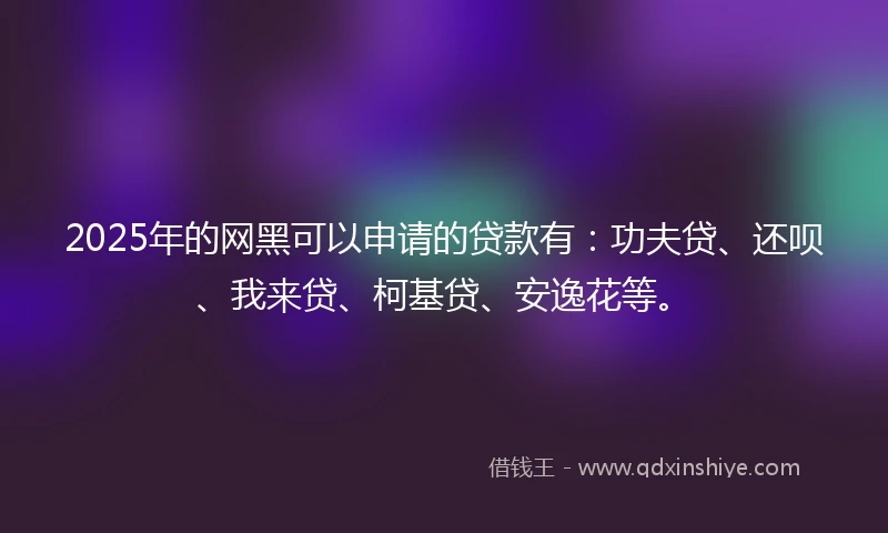 2025年的网黑可以申请的贷款有：功夫贷、还呗、我来贷、柯基贷、安逸花等。