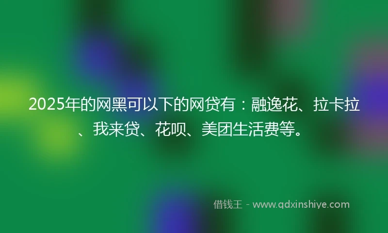 2025年的网黑可以下的网贷有：融逸花、拉卡拉、我来贷、花呗、美团生活费等。
