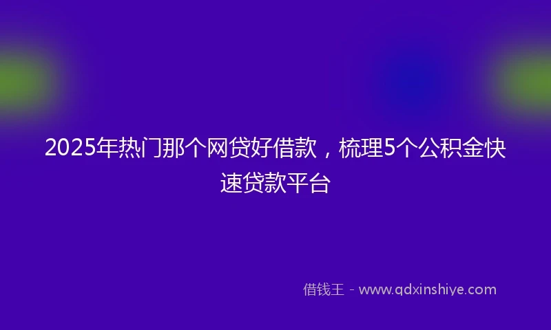 2025年热门那个网贷好借款，梳理5个公积金快速贷款平台