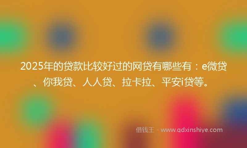 2025年的贷款比较好过的网贷有哪些有：e微贷、你我贷、人人贷、拉卡拉、平安i贷等。