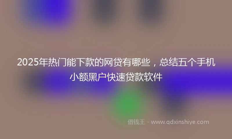2025年热门能下款的网贷有哪些，总结五个手机小额黑户快速贷款软件