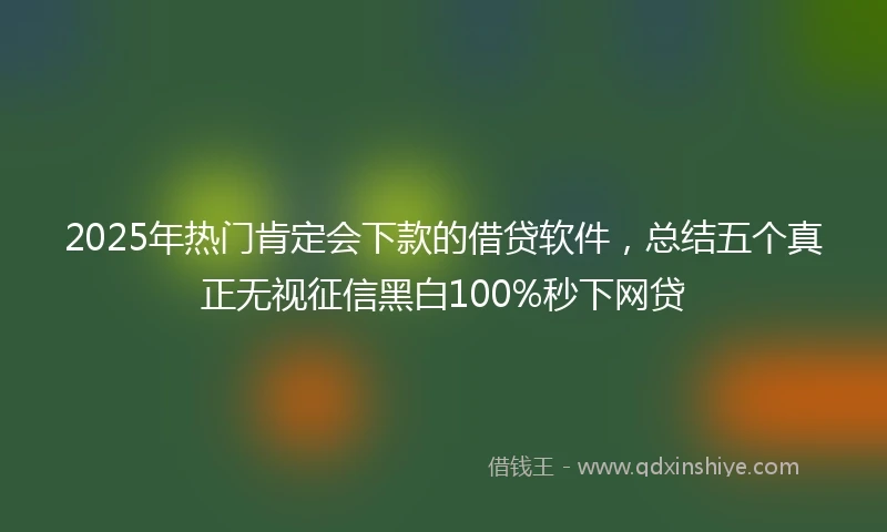 2025年热门肯定会下款的借贷软件，总结五个真正无视征信黑白100%秒下网贷