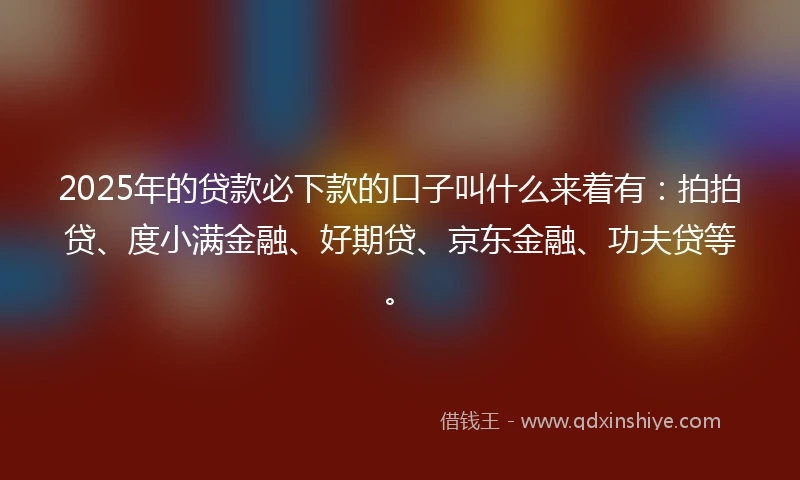2025年的贷款必下款的口子叫什么来着有：拍拍贷、度小满金融、好期贷、京东金融、功夫贷等。