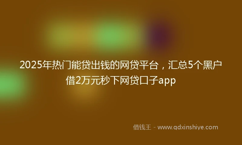 2025年热门能贷出钱的网贷平台，汇总5个黑户借2万元秒下网贷口子app