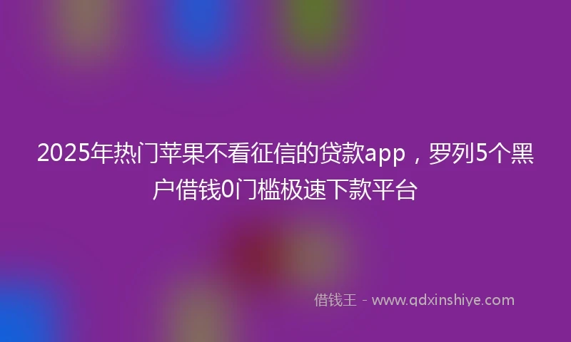 2025年热门苹果不看征信的贷款app，罗列5个黑户借钱0门槛极速下款平台