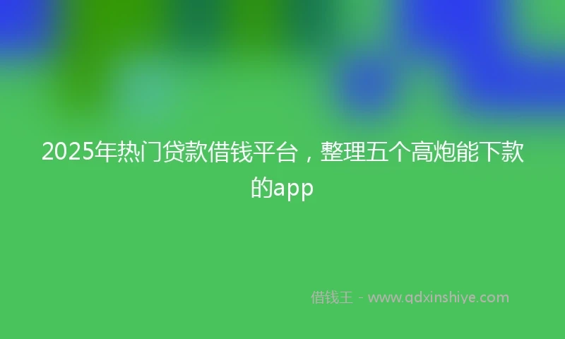 2025年热门贷款借钱平台，整理五个高炮能下款的app
