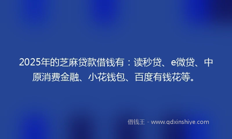 2025年的芝麻贷款借钱有：读秒贷、e微贷、中原消费金融、小花钱包、百度有钱花等。