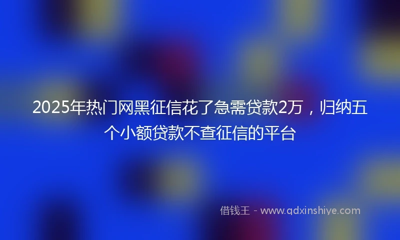 2025年热门网黑征信花了急需贷款2万，归纳五个小额贷款不查征信的平台