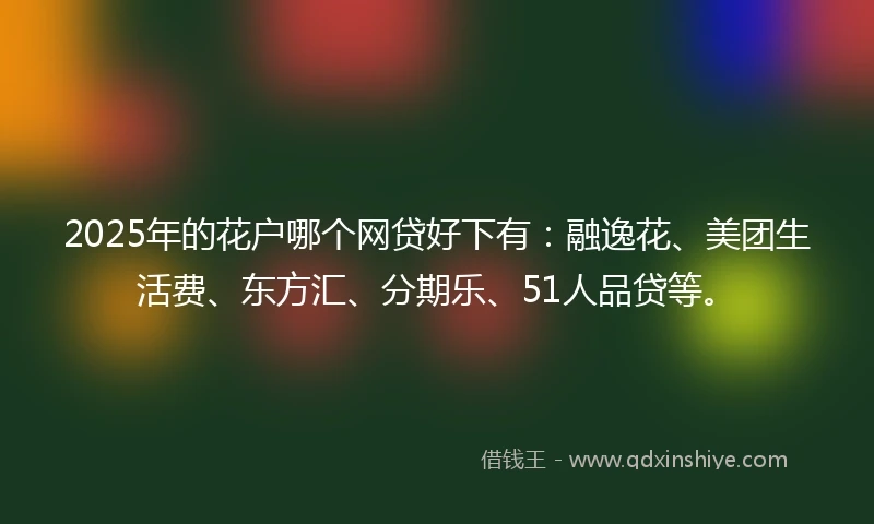 2025年的花户哪个网贷好下有：融逸花、美团生活费、东方汇、分期乐、51人品贷等。