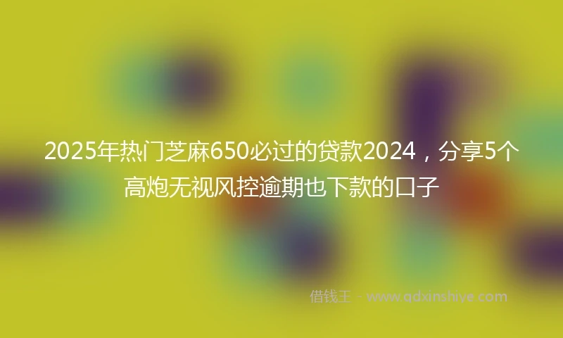 2025年热门芝麻650必过的贷款2024，分享5个高炮无视风控逾期也下款的口子