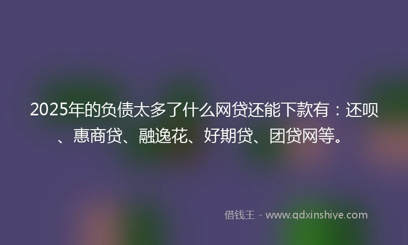 2025年的负债太多了什么网贷还能下款有：还呗、惠商贷、融逸花、好期贷、团贷网等。