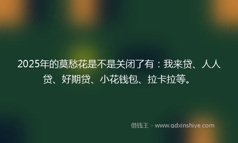 2025年的莫愁花是不是关闭了有:我来贷、人人贷、好期贷、小花钱包、拉卡拉等。