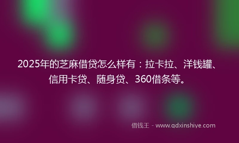 2025年的芝麻借贷怎么样有：拉卡拉、洋钱罐、信用卡贷、随身贷、360借条等。