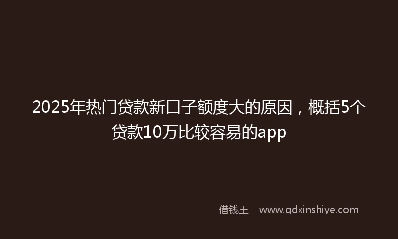 2025年热门贷款新口子额度大的原因，概括5个贷款10万比较容易的app
