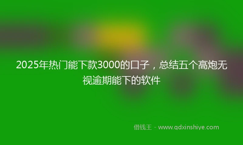 2025年热门能下款3000的口子，总结五个高炮无视逾期能下的软件
