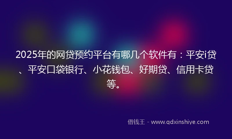 2025年的网贷预约平台有哪几个软件有：平安i贷、平安口袋银行、小花钱包、好期贷、信用卡贷等。