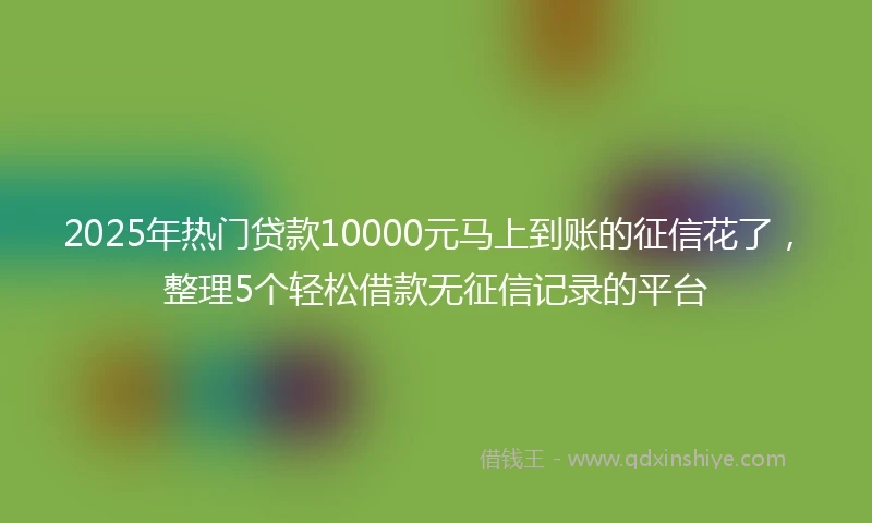 2025年热门贷款10000元马上到账的征信花了，整理5个轻松借款无征信记录的平台