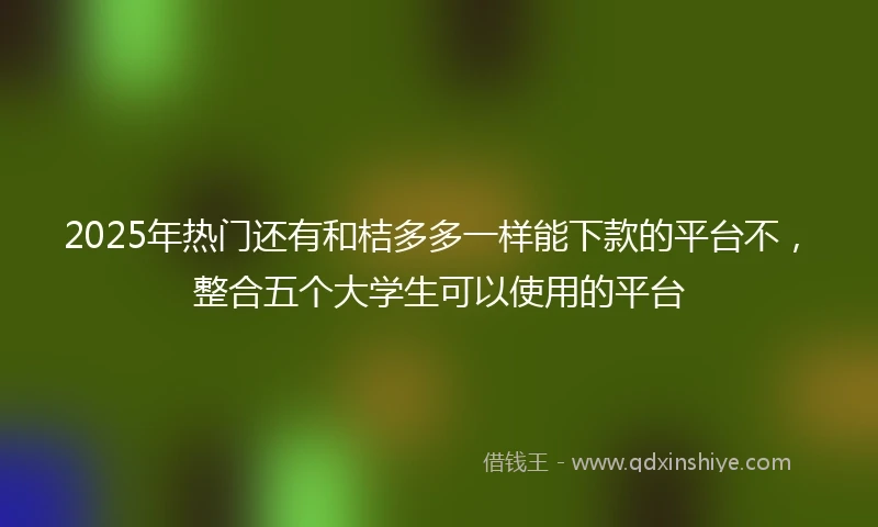 2025年热门还有和桔多多一样能下款的平台不，整合五个大学生可以使用的平台