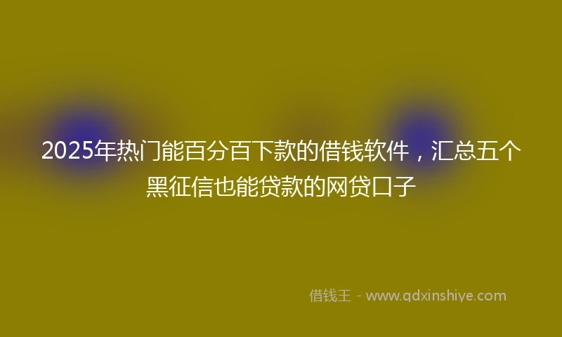 2025年热门能百分百下款的借钱软件，汇总五个黑征信也能贷款的网贷口子