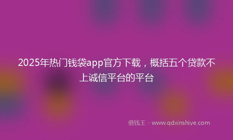 2025年热门钱袋app官方下载，概括五个贷款不上诚信平台的平台