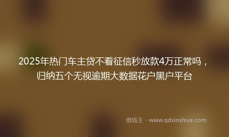2025年热门车主贷不看征信秒放款4万正常吗，归纳五个无视逾期大数据花户黑户平台
