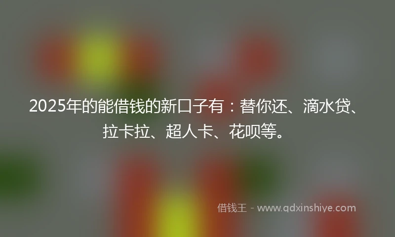 2025年的能借钱的新口子有：替你还、滴水贷、拉卡拉、超人卡、花呗等。