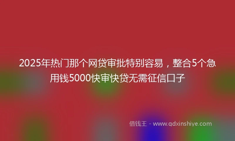 2025年热门那个网贷审批特别容易，整合5个急用钱5000快审快贷无需征信口子