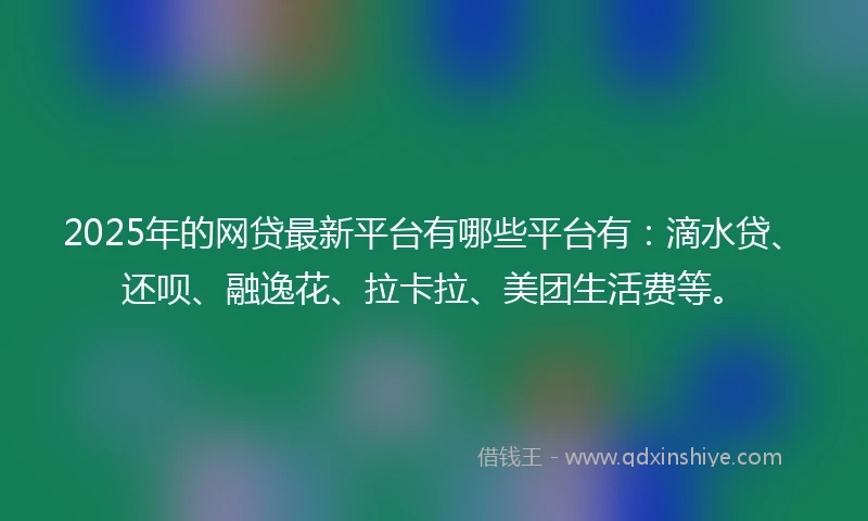 2025年的网贷最新平台有哪些平台有：滴水贷、还呗、融逸花、拉卡拉、美团生活费等。