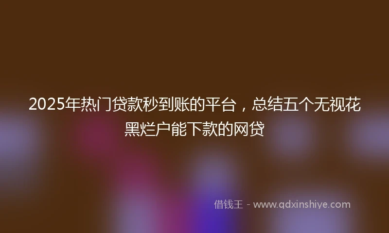 2025年热门贷款秒到账的平台，总结五个无视花黑烂户能下款的网贷