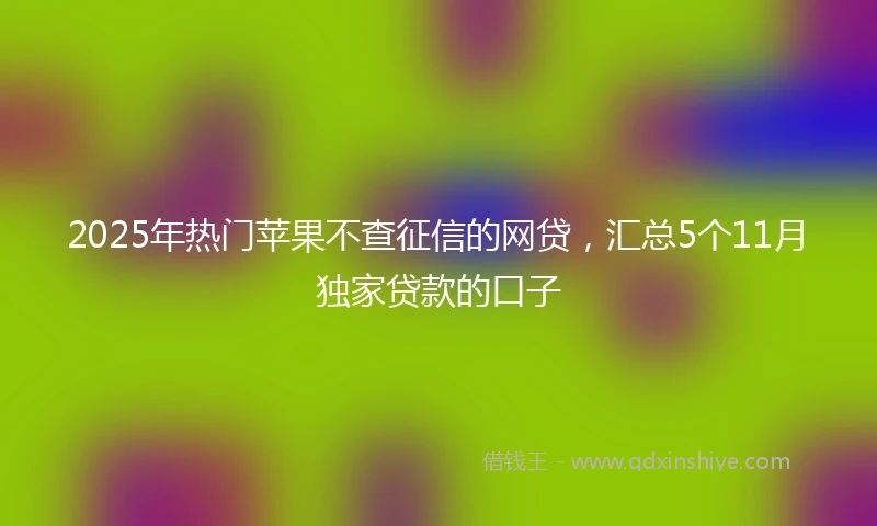 2025年热门苹果不查征信的网贷，汇总5个11月独家贷款的口子