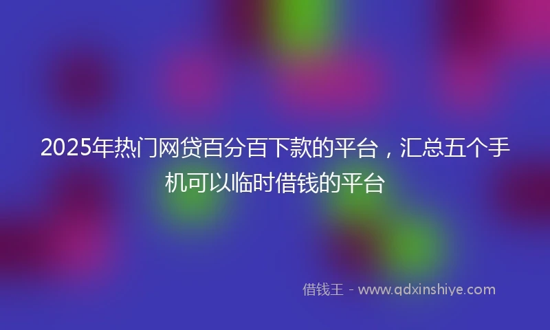 2025年热门网贷百分百下款的平台，汇总五个手机可以临时借钱的平台