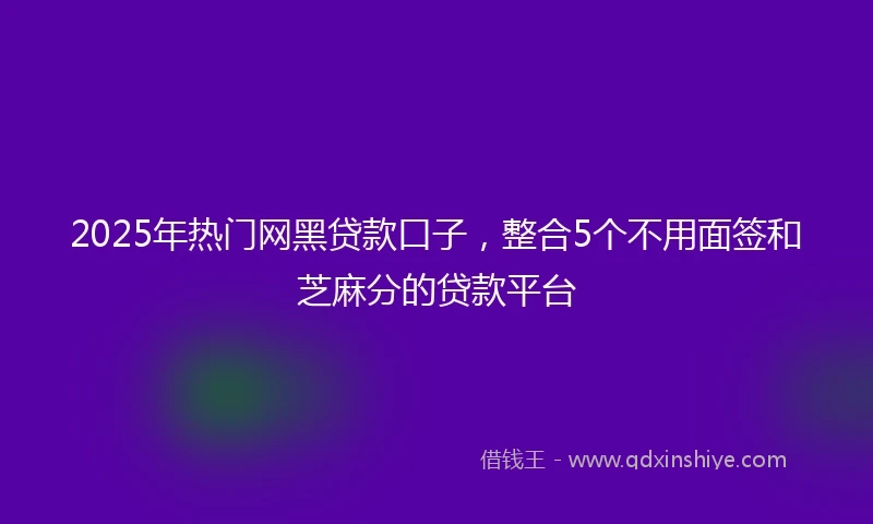 2025年热门网黑贷款口子，整合5个不用面签和芝麻分的贷款平台