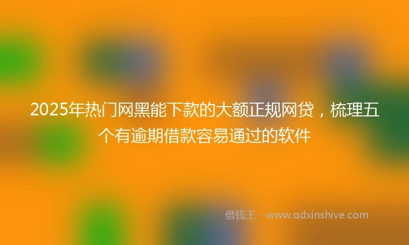 2025年热门网黑能下款的大额正规网贷，梳理五个有逾期借款容易通过的软件