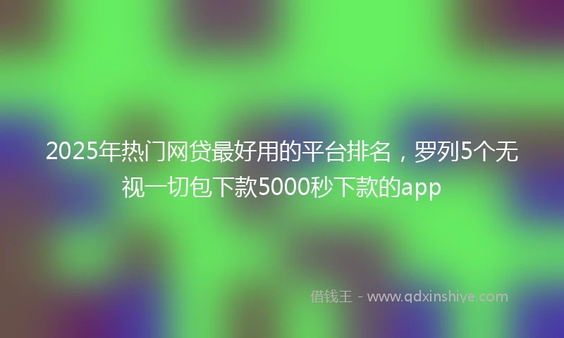 2025年热门网贷最好用的平台排名，罗列5个无视一切包下款5000秒下款的app